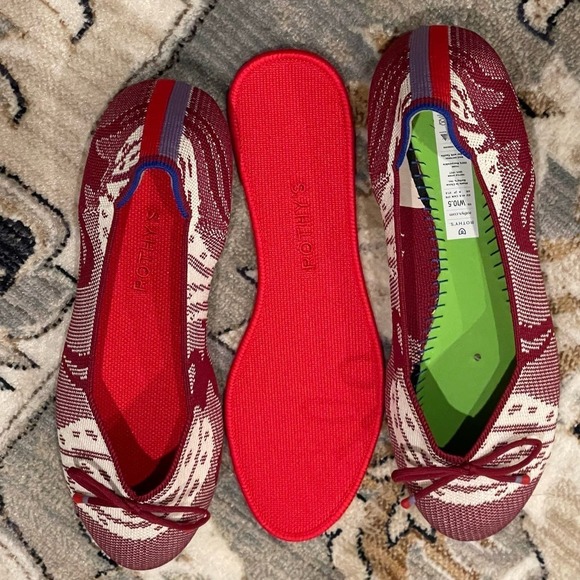 Rothy’s The Botanical Burgundy Bow Retired Flat Size W10.5 NWOT - Picture 8 of 10
